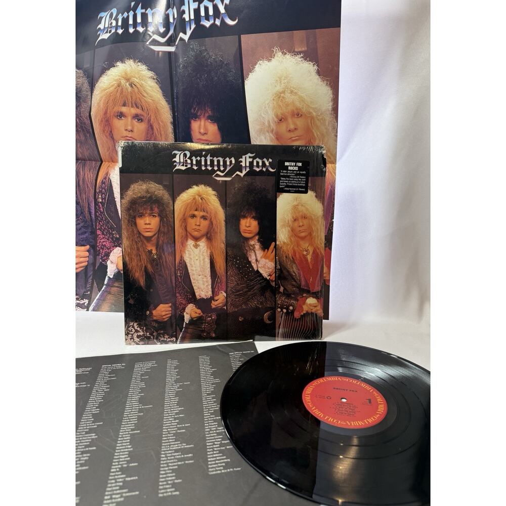 Britny Fox Self-Titled Vinyl Shrinked 1988 W/ Original Poster Hair Metal Rock